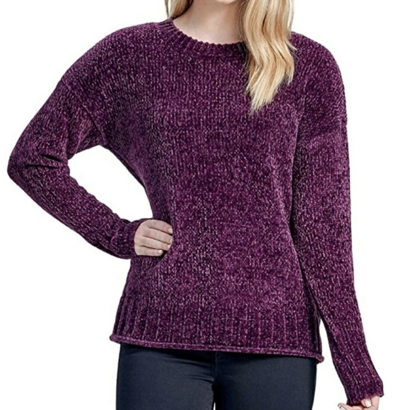 Seven7 Deep Purple Women's Chenille Knitted Sweater - Picture 1 of 5